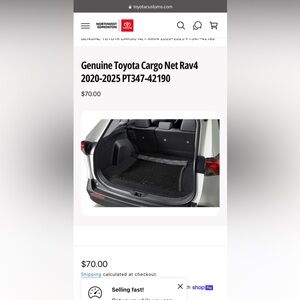 GENUINE TOYOTA CARGO NET COMPATIBLE WITH COROLLA, CAMRY & RAV4